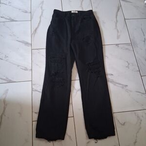 We The Free Black Straight Leg Distressed Jeans Size 31 Curvy A8